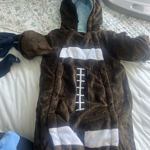 Brown Football-Themed Baby Onesie - Picture 1 of 5